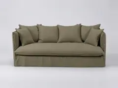 Canapé Louvain Maisons du Monde, 3 places droit convertible, lin, coloris kaki