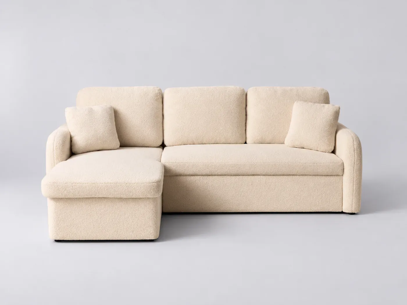 Canapé Milano Maisons du Monde, 3 places droit convertible, bouclette, coloris lignes arrondies