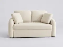 Canapé Milano Maisons du Monde, 2 places droit fixe, bouclette, coloris cosy rond tissu bouclettes creme