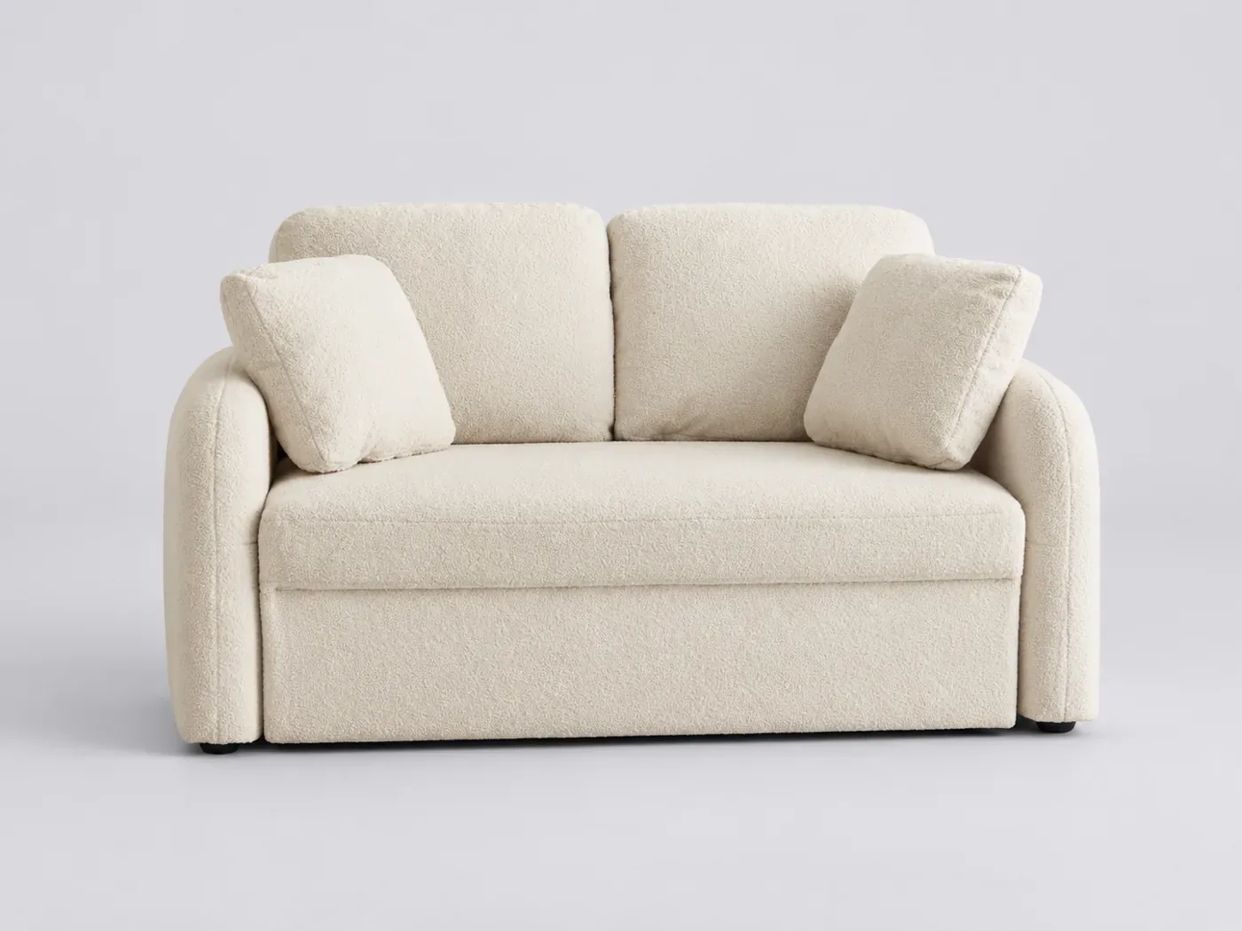 Canapé Milano Maisons du Monde, 2 places droit fixe, bouclette, coloris cosy rond tissu bouclettes creme