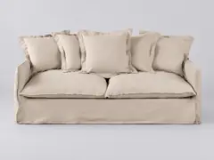 Canapé Barcelone Maisons du Monde, 3 places droit convertible, lin, coloris beige, effet lin