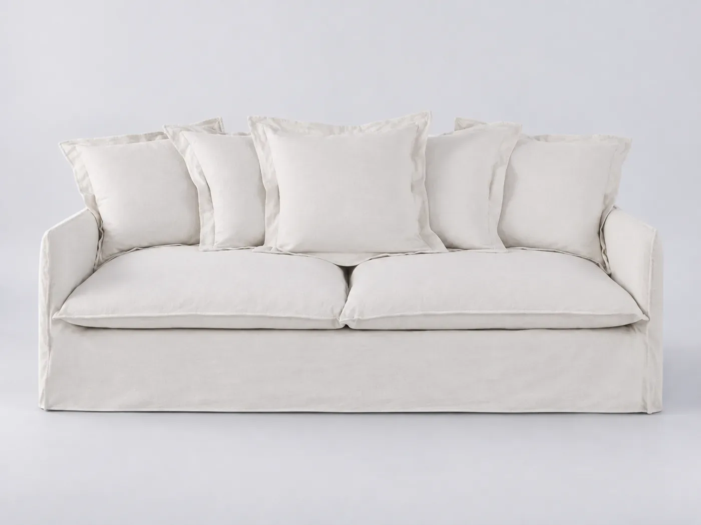 Canapé Barcelone Maisons du Monde, 3 places droit convertible, lin, coloris blanc, effet lin