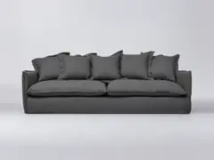 Canapé Barcelone Maisons du Monde, 5 places droit fixe, lin lavé, coloris anthracite