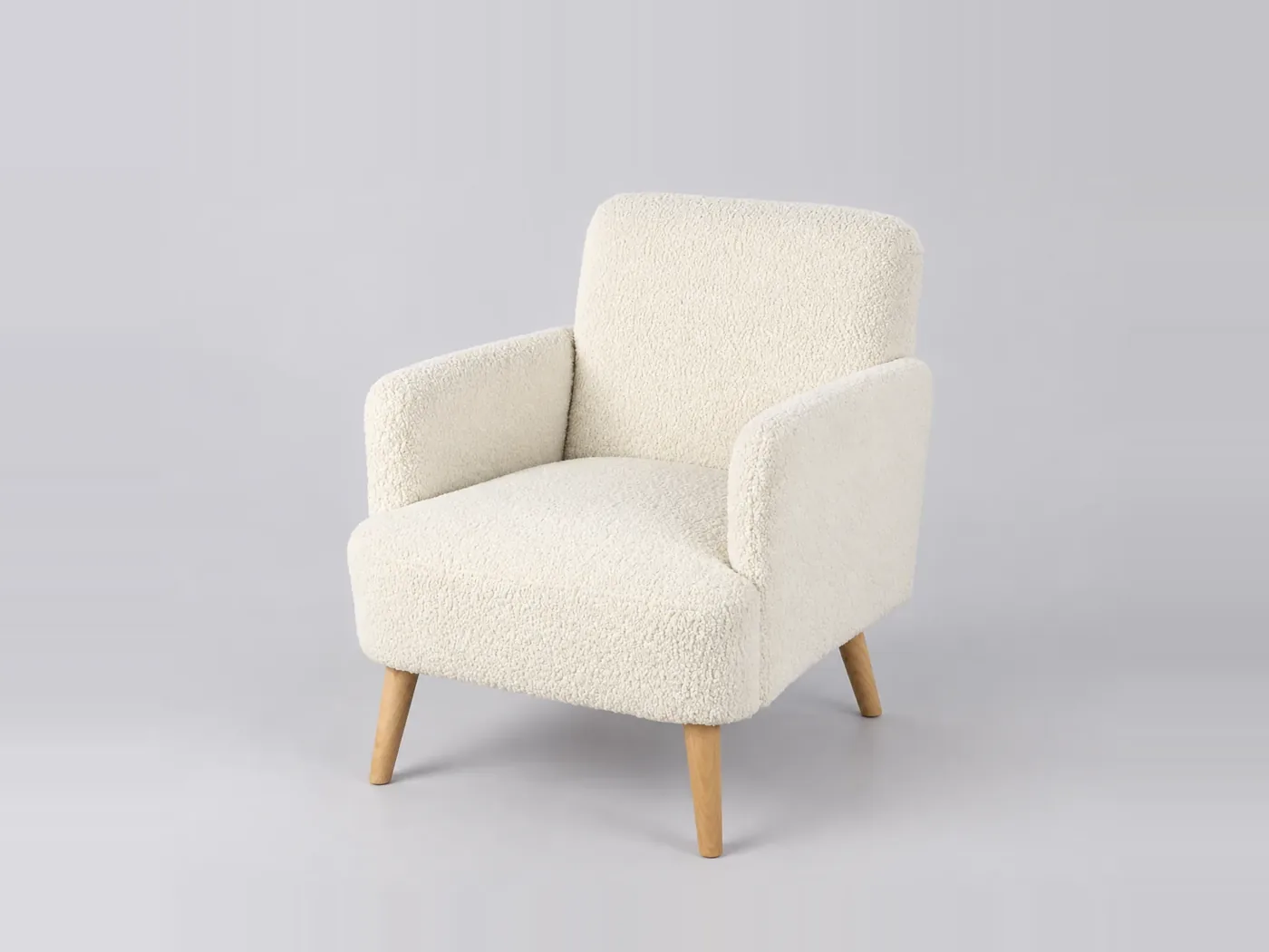 Fauteuil Honey Maisons du Monde, bouclette, coloris bois de hetre