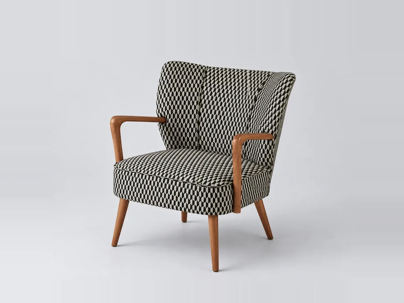 Fauteuil Meyer Maisons du Monde, fauteuil, tissu, coloris noir et blanc (motifs graphiques)