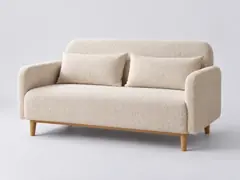 Canapé Nia Maisons du Monde, 2 places droit convertible, bouclette, coloris blanc