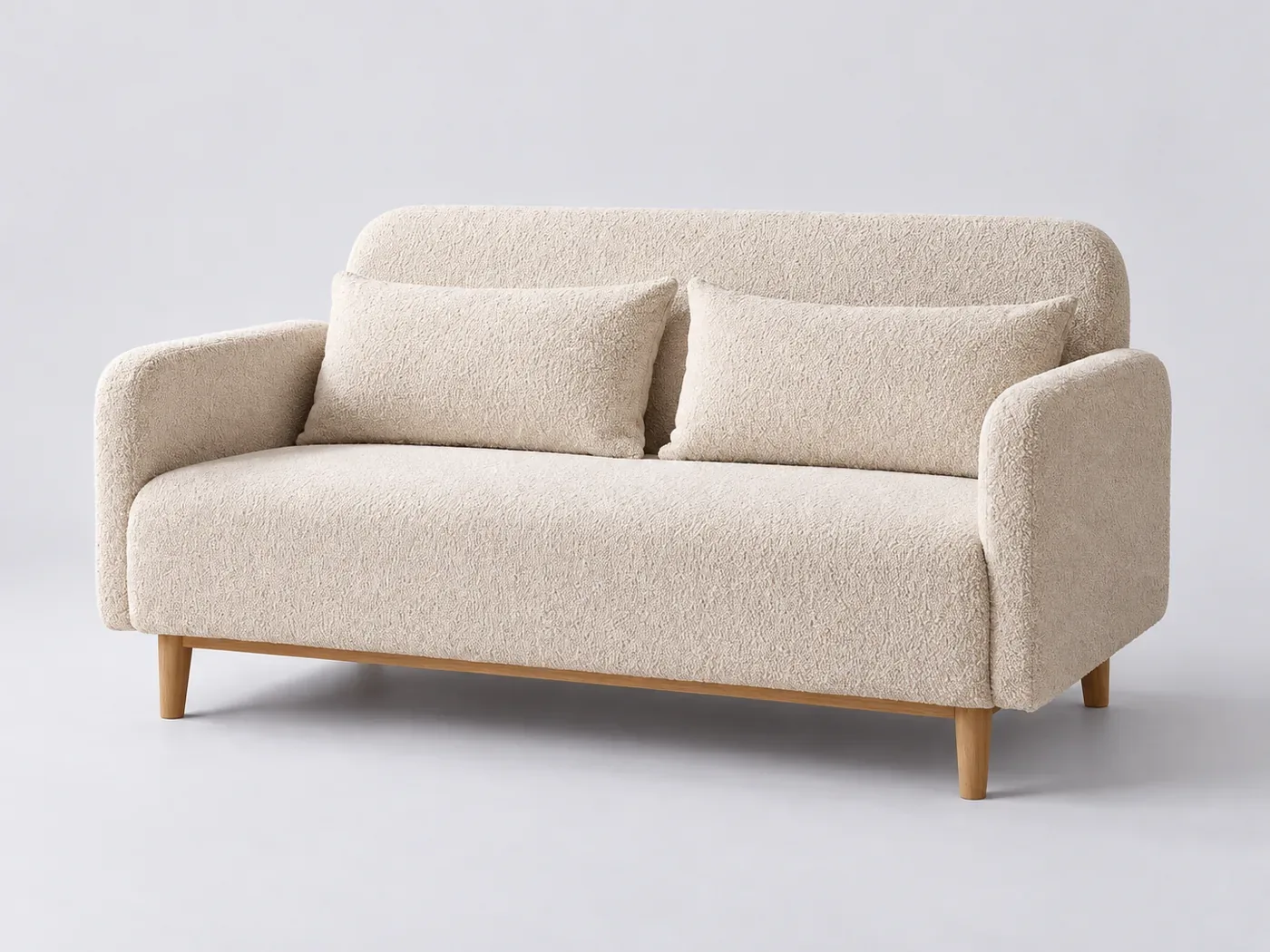 Canapé Nia Maisons du Monde, 2 places droit convertible, bouclette, coloris blanc