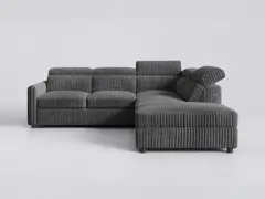 Canapé Nairobi Conforama, 5 places d'angle convertible, velours côtelé, coloris gris
