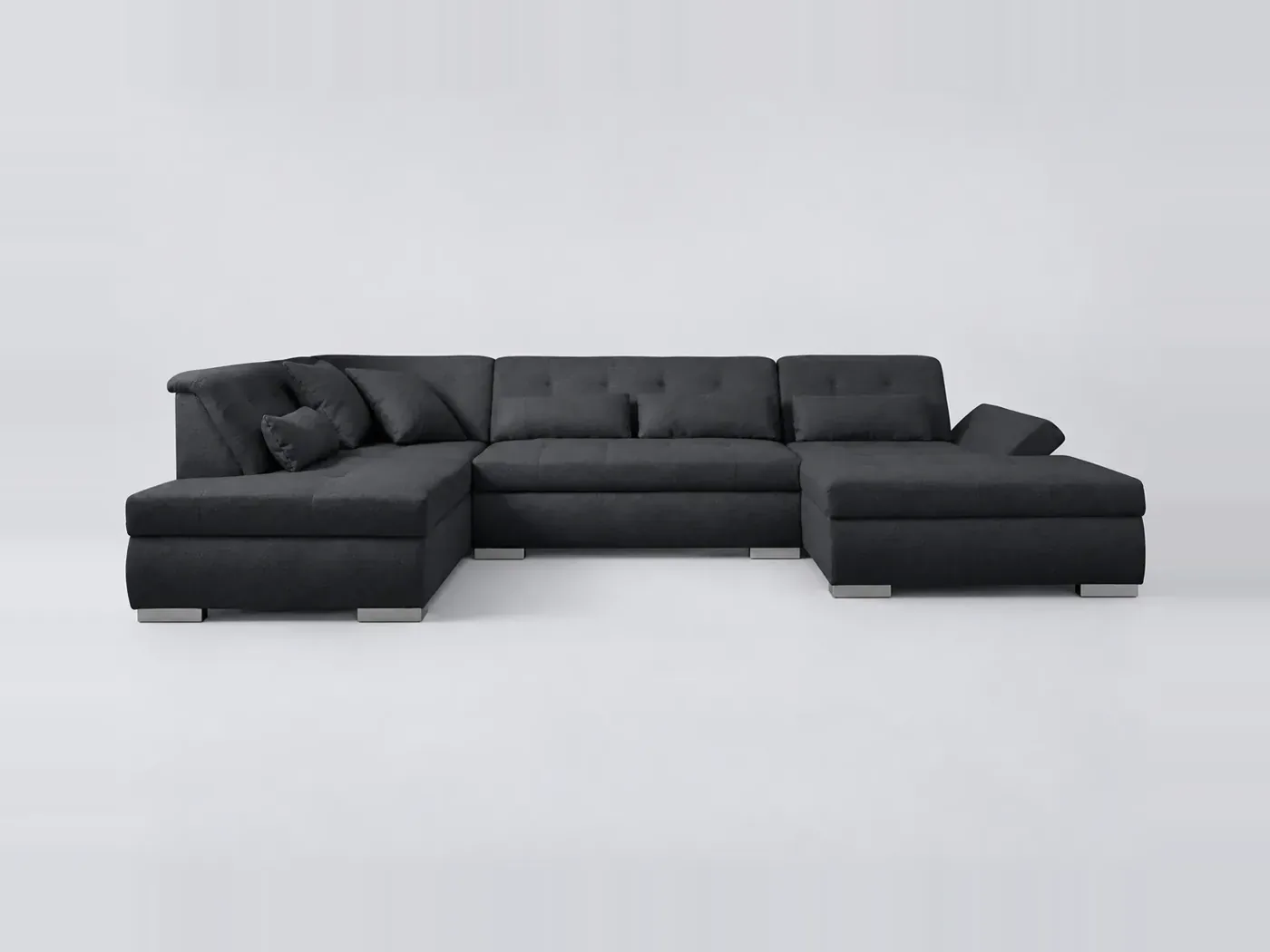 Canapé Vermont Best Mobilier, 7 places panoramique fixe, coloris noir