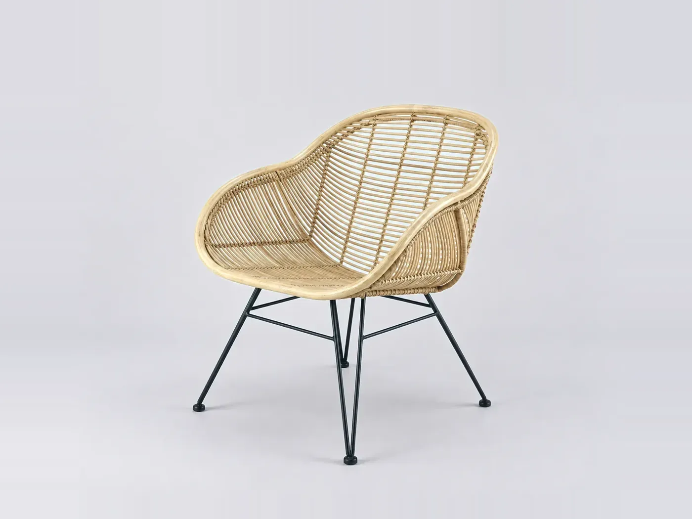 Fauteuil Pitaya Maisons du Monde, rotin, coloris rotin et acier noir