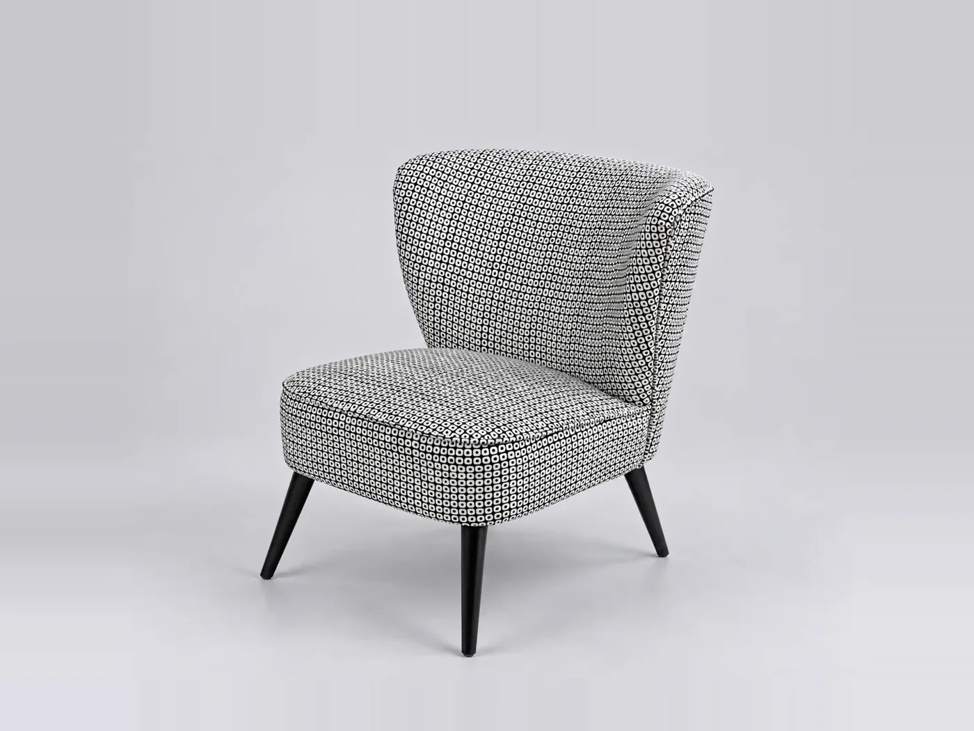 Fauteuil Palm Maisons du Monde, velours, coloris noir et blanc