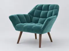 Fauteuil Simba La Redoute, droit fixe, velours, coloris bleu canard
