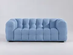 Canapé Lilo Maisons du Monde, 2 places droit fixe, coloris bleu azur