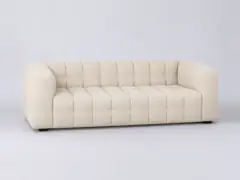 Canapé Lilo Maisons du Monde, 3 places droit fixe, bouclette, coloris ecru