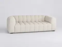 Canapé Lilo Maisons du Monde, 3 places droit fixe, coloris beige sable
