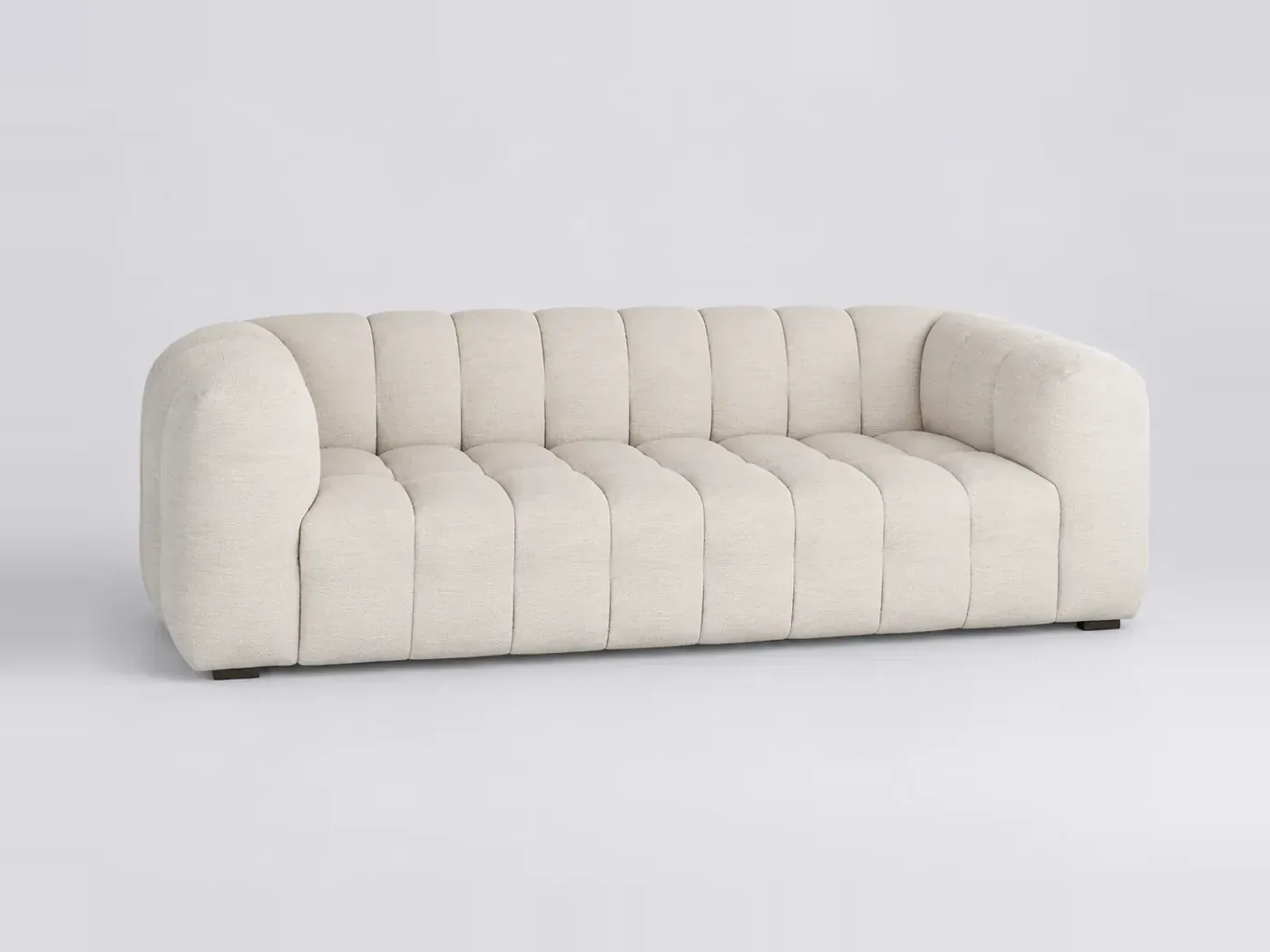 Canapé Lilo Maisons du Monde, 3 places droit fixe, coloris beige sable