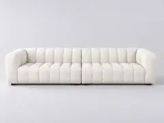 Canapé Lilo Maisons du Monde, 5 places modulable fixe, coloris beige sable
