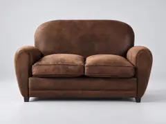Canapé Arizona Maisons du Monde, 2 places droit fixe, coloris microsuede marron