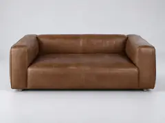 Canapé Neo John Maisons du Monde, 3 places droit fixe, cuir, coloris marron