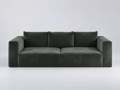 Canapé Barack Maisons du Monde, 4 places droit fixe, velours, coloris vert