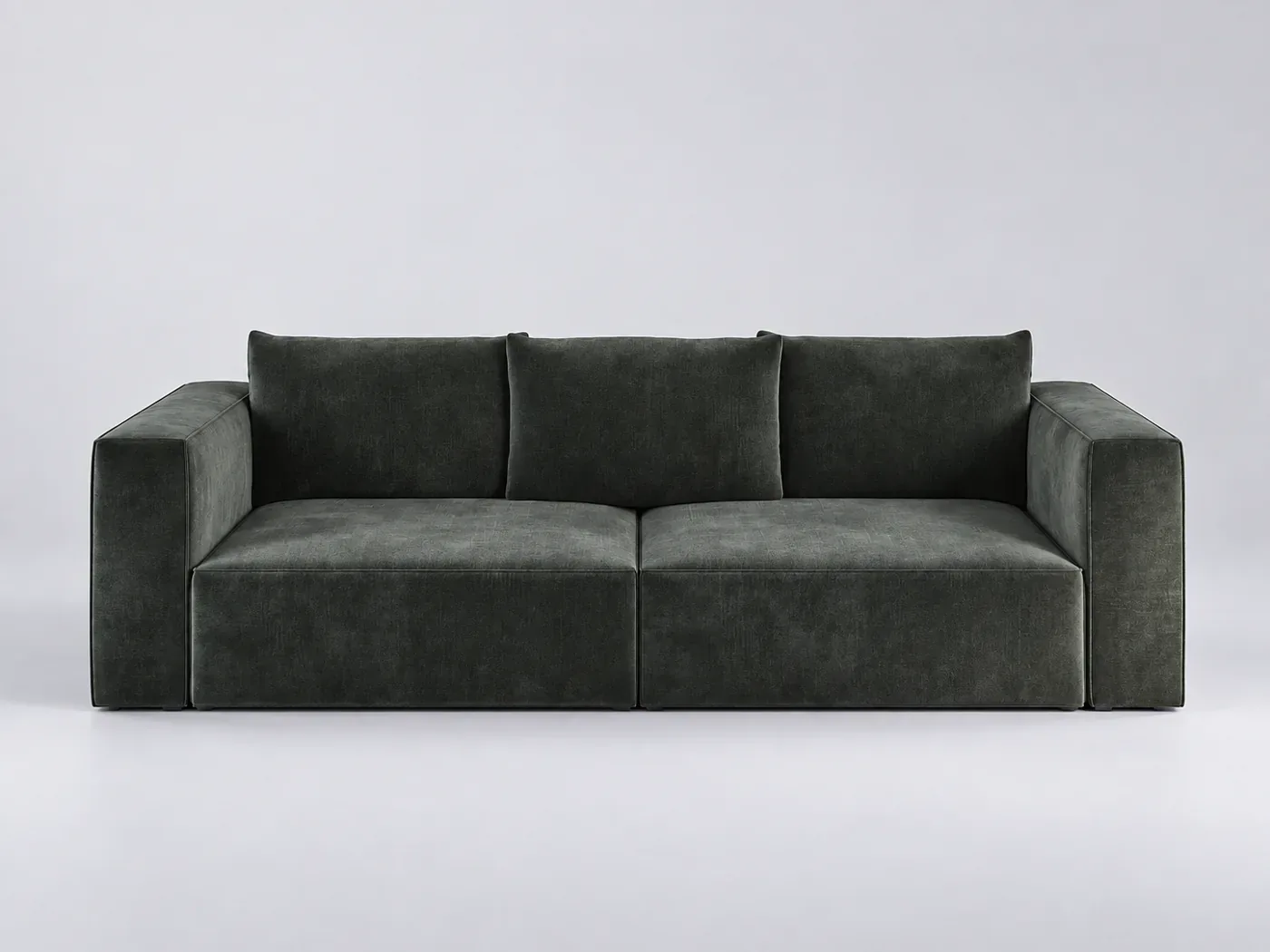 Canapé Barack Maisons du Monde, 4 places droit fixe, velours, coloris vert