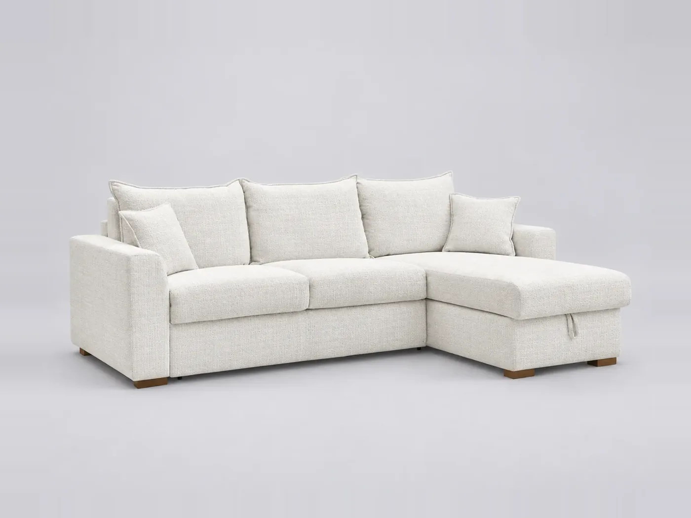 Canapé Augustin Bobochic, 3 places d'angle convertible express couchage 140x200, tissu texturé, coloris blanc