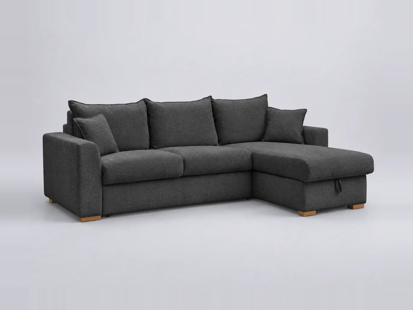 Canapé Augustin Bobochic, 3 places d'angle convertible express réversible, coloris noir