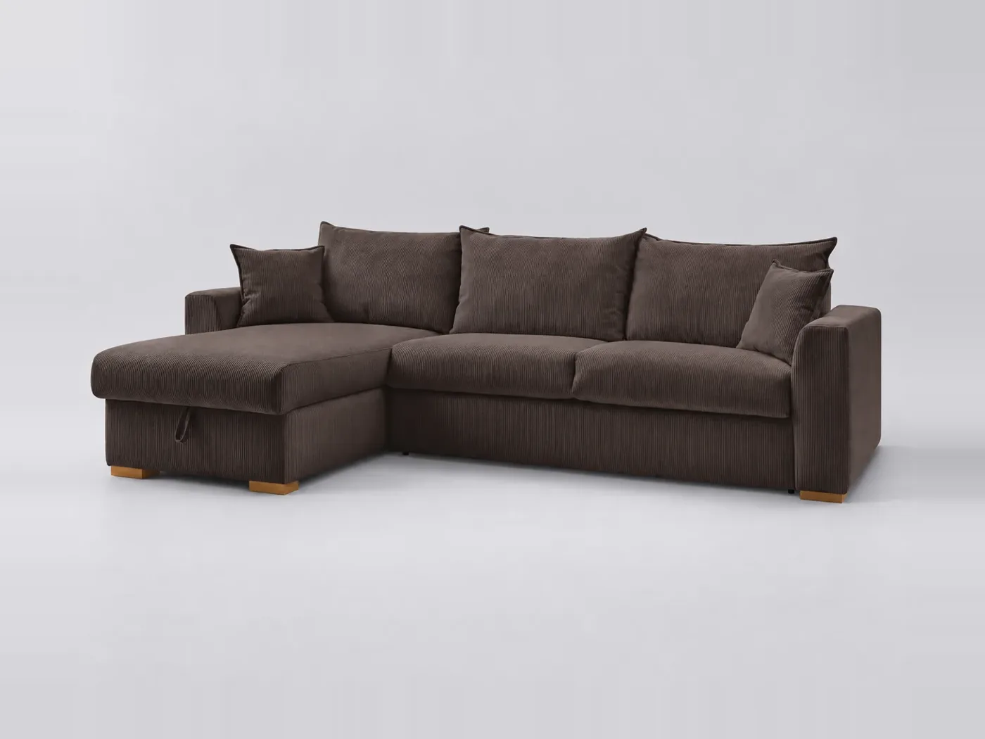 Canapé Augustin Bobochic, 3 places d'angle convertible express couchage 160x200, velours côtelé, coloris marron
