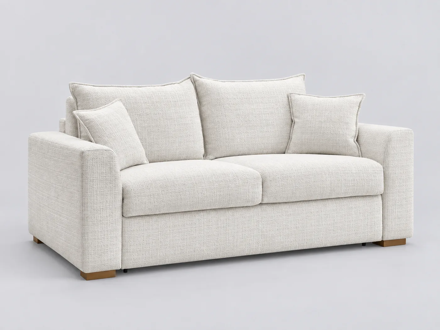 Canapé Augustin Bobochic, 3 places droit convertible express couchage 140x200, tissu texturé, coloris blanc