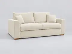 Canapé Augustin Bobochic, 3 places droit convertible express couchage 140x200, velours côtelé, coloris beige