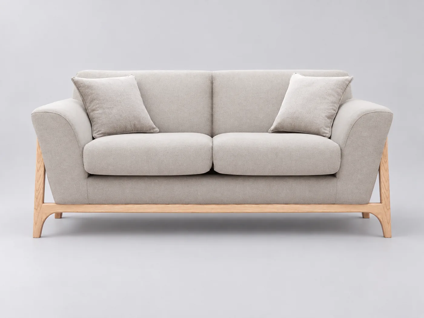 Canapé Asako Miliboo, 2 places droit fixe, coloris effet velours texturé beige