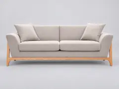 Canapé Asako Miliboo, 3 places droit fixe, coloris effet velours texturé beige