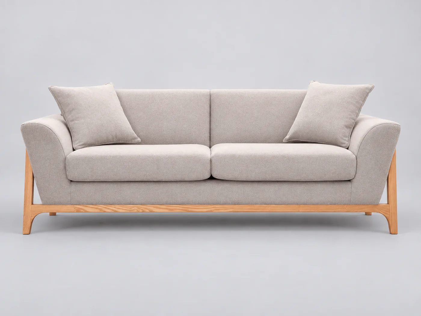 Canapé Asako Miliboo, 3 places droit fixe, coloris effet velours texturé beige