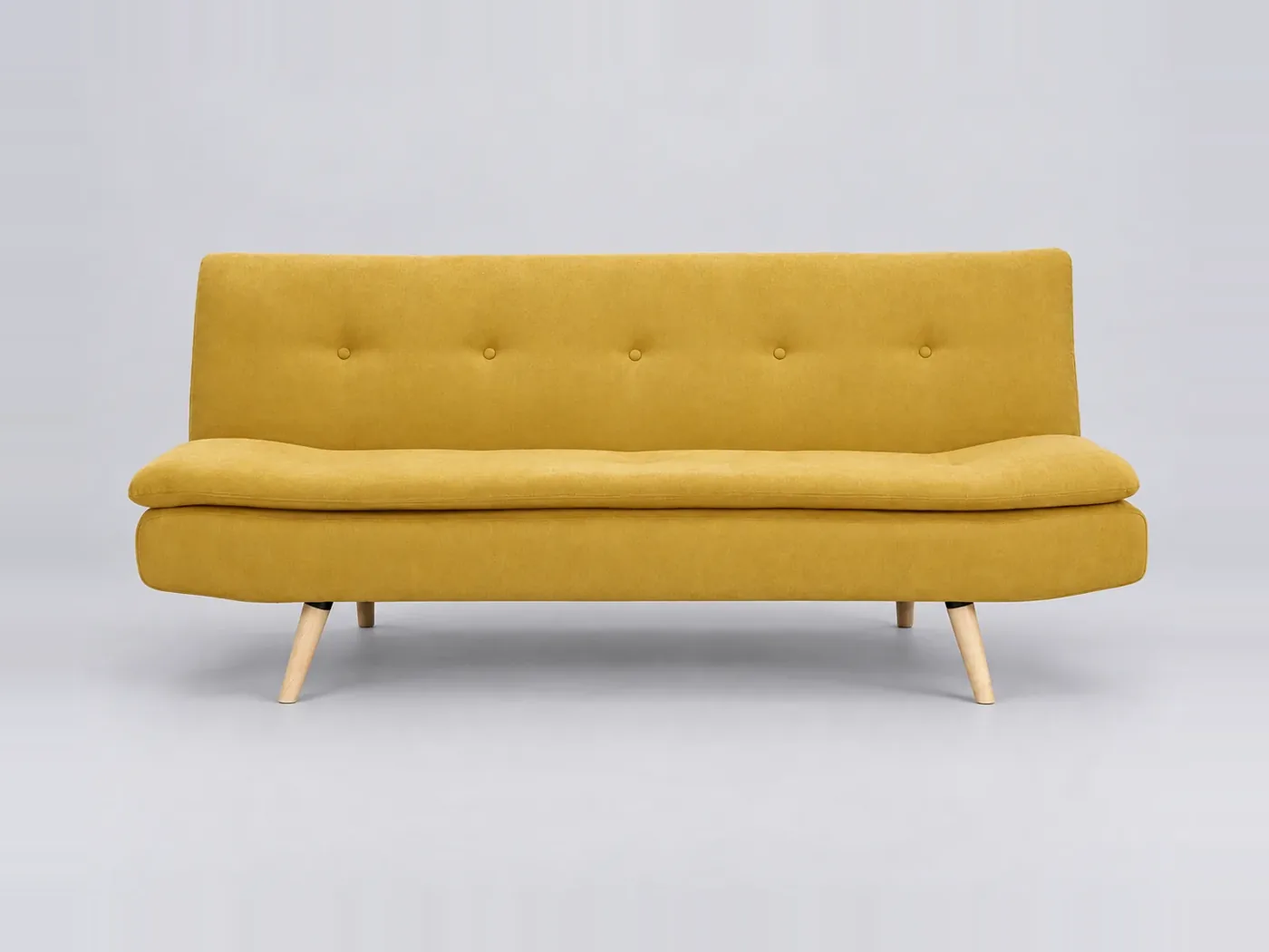 Canapé Senso Miliboo, 3 places droit convertible, coloris effet velours jaune moutarde