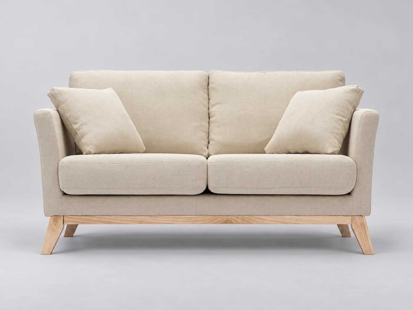 Canapé Oslo Miliboo, 2 places droit fixe, coloris beige