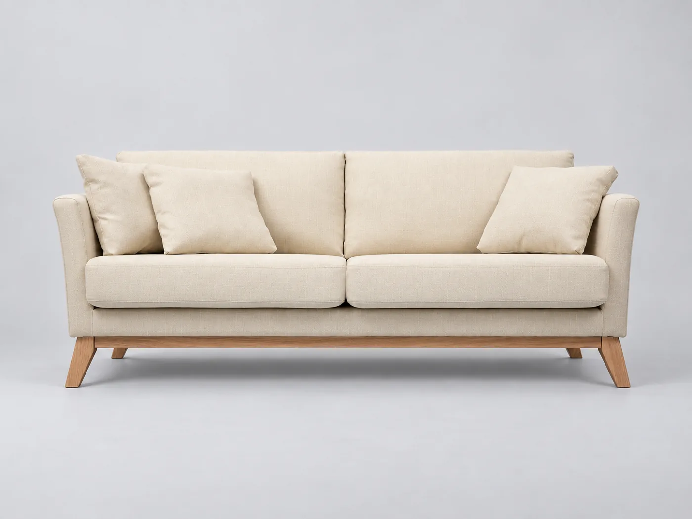 Canapé Oslo Miliboo, 3 places droit fixe, coloris beige