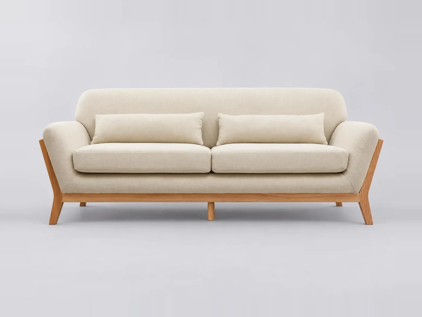 Canapé Yoko Miliboo, 3 places droit fixe, coloris beige