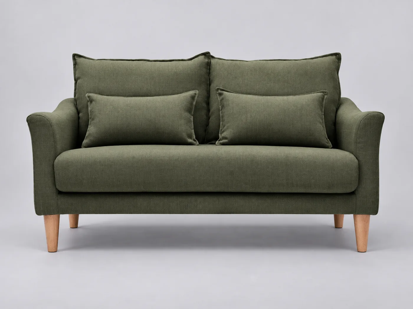 Canapé Kate Miliboo, 2 places droit fixe, coloris vert kaki