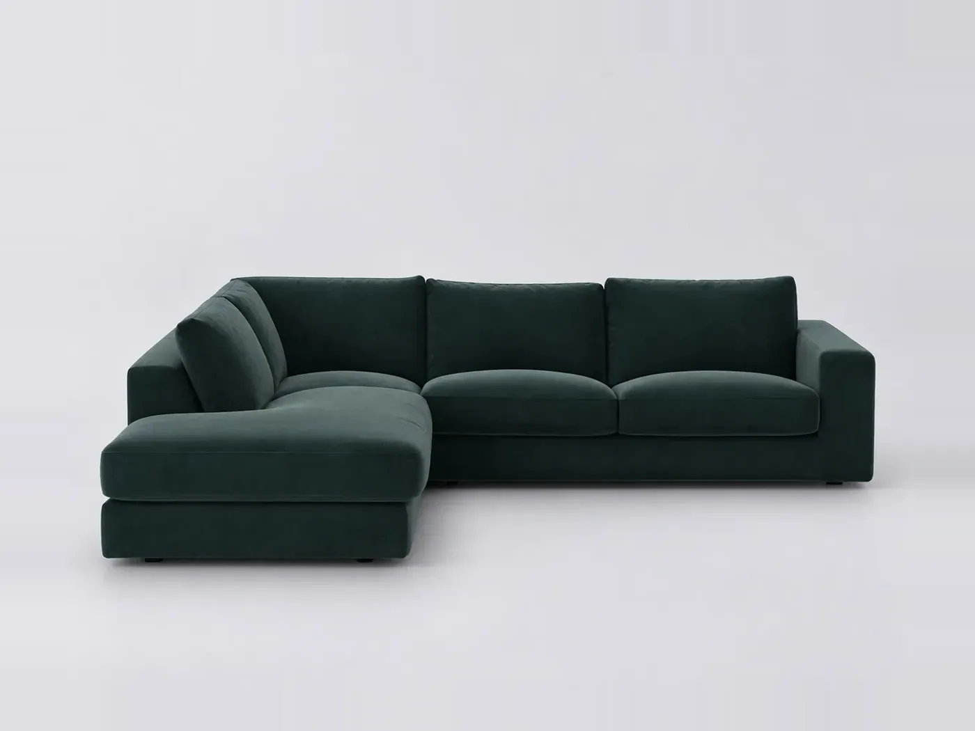 Canapé Skander AM.PM, d'angle fixe, velours, coloris vert cèdre