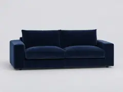 Canapé Skander La Redoute, 3 places droit convertible, velours, coloris bleu nuit