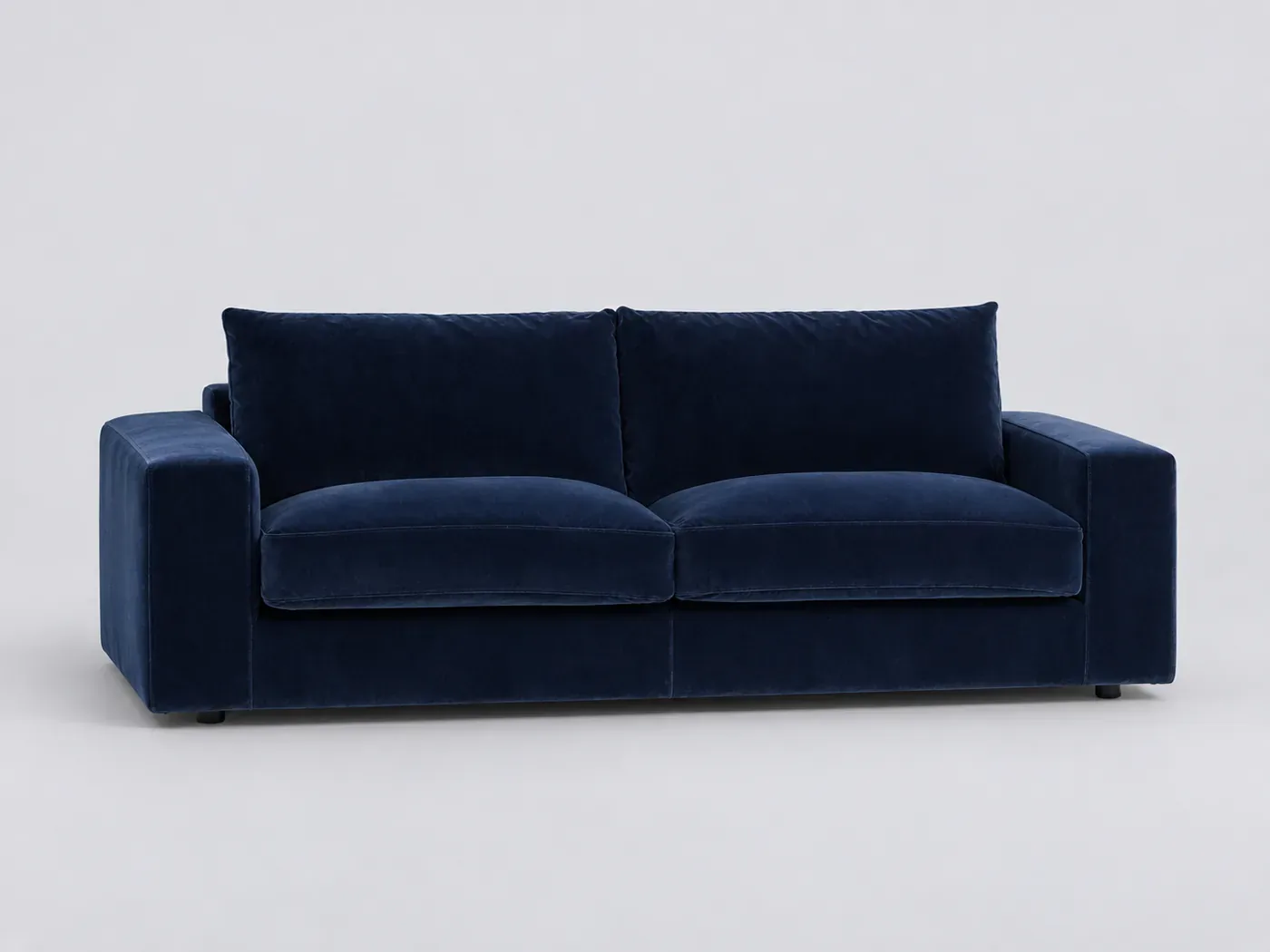 Canapé Skander La Redoute, 3 places droit convertible, velours, coloris bleu nuit