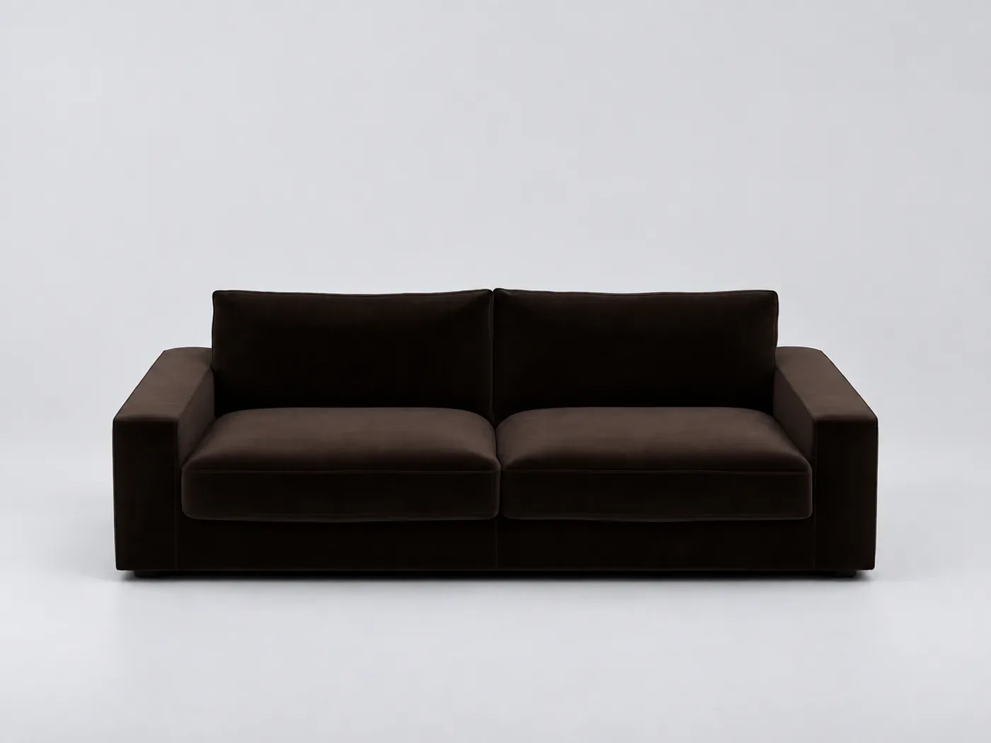 Canapé Skander La Redoute, 3 places droit convertible, velours, coloris café grillé