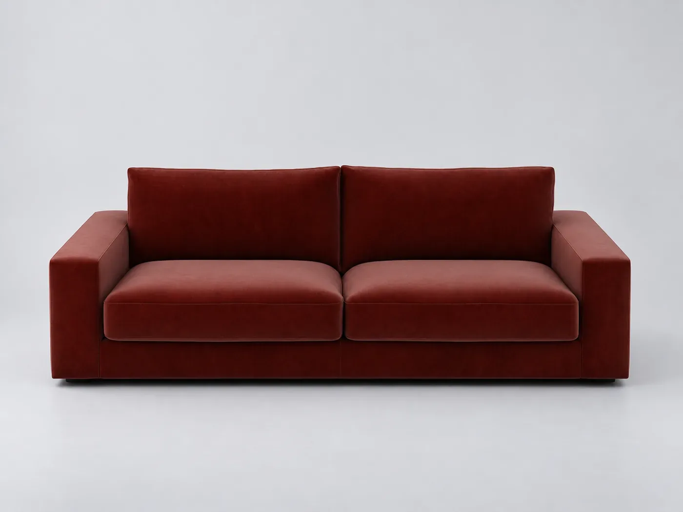 Canapé Skander La Redoute, 3 places droit convertible, velours, coloris grenat