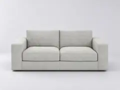Canapé Skander La Redoute, 3 places droit fixe, toile jaspée, coloris gris/blanc