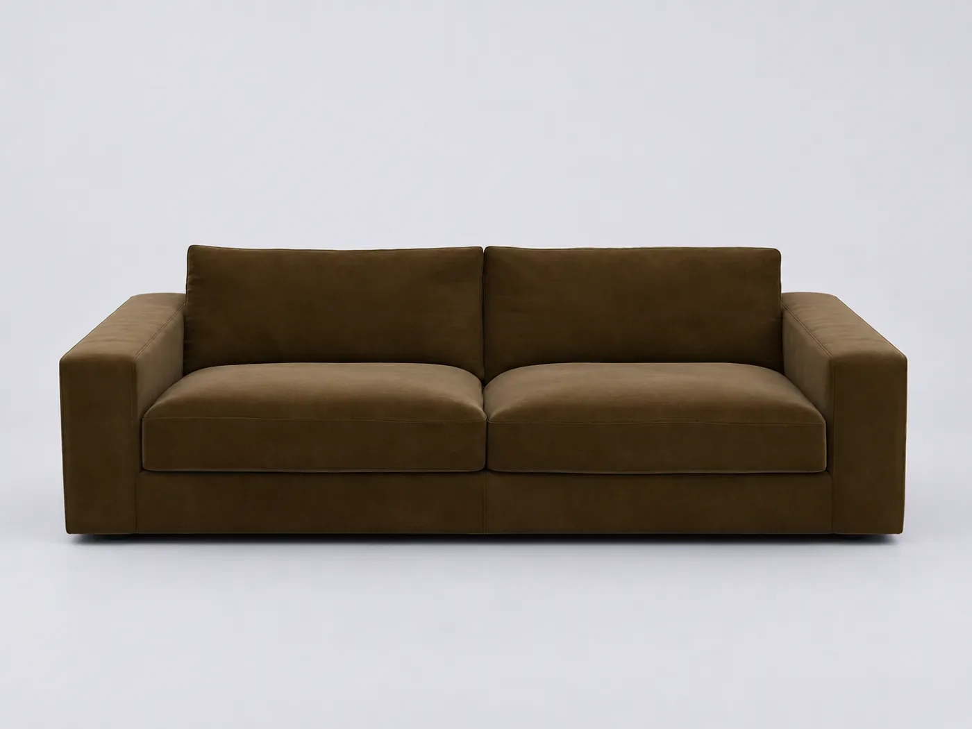 Canapé Skander La Redoute, 3 places droit fixe, velours, coloris bronze