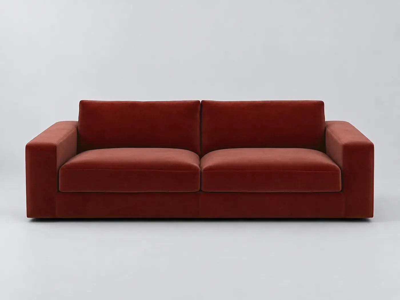 Canapé Skander La Redoute, 3 places droit fixe, velours, coloris grenat