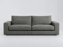 Canapé Skander La Redoute, 4 places droit fixe, coton et lin, coloris anthracite