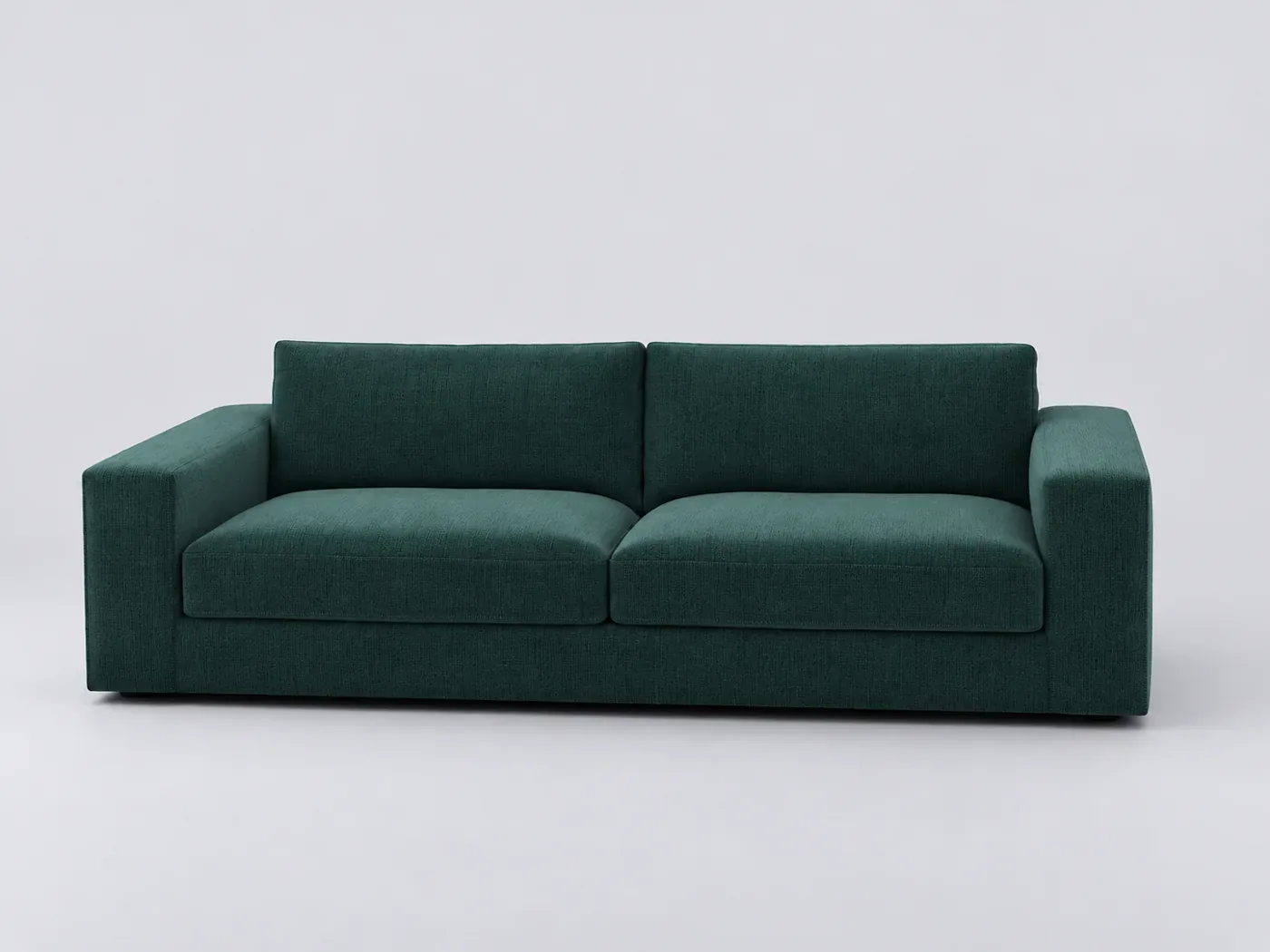 Canapé Skander AM.PM, 4 places droit fixe, toile jaspée, coloris vert de minuit