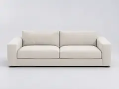 Canapé Skander La Redoute, 4 places droit fixe, velours, coloris blanc