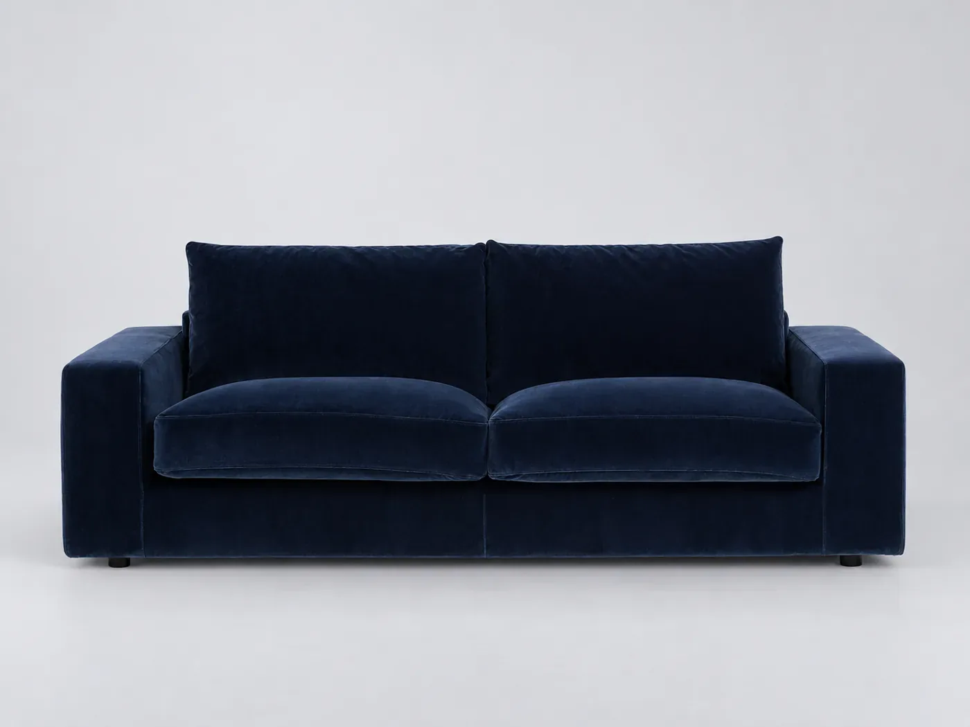 Canapé Skander AM.PM, 4 places droit fixe, velours, coloris bleu nuit